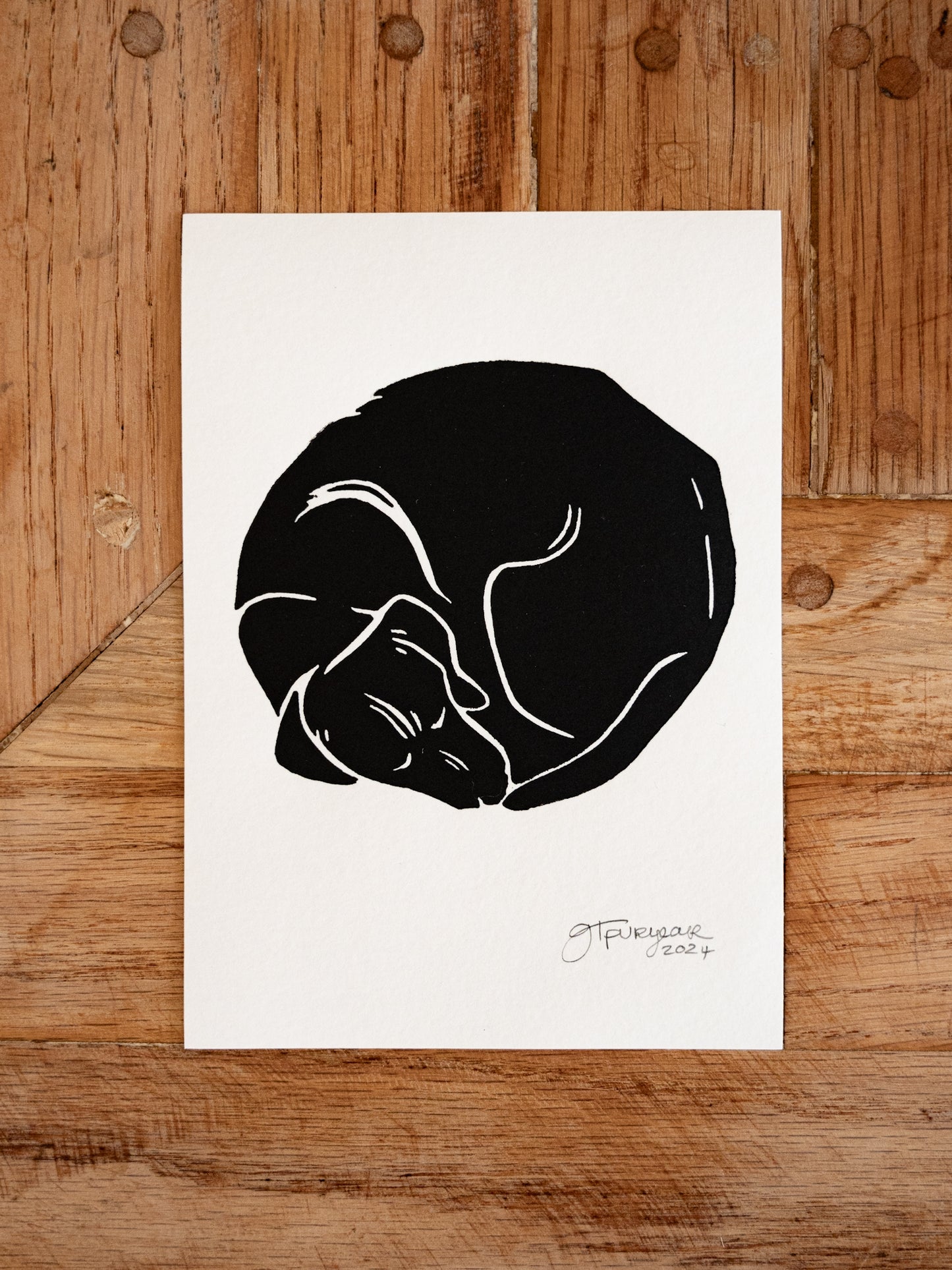 Circle Yoga Dog | Black on White Edition