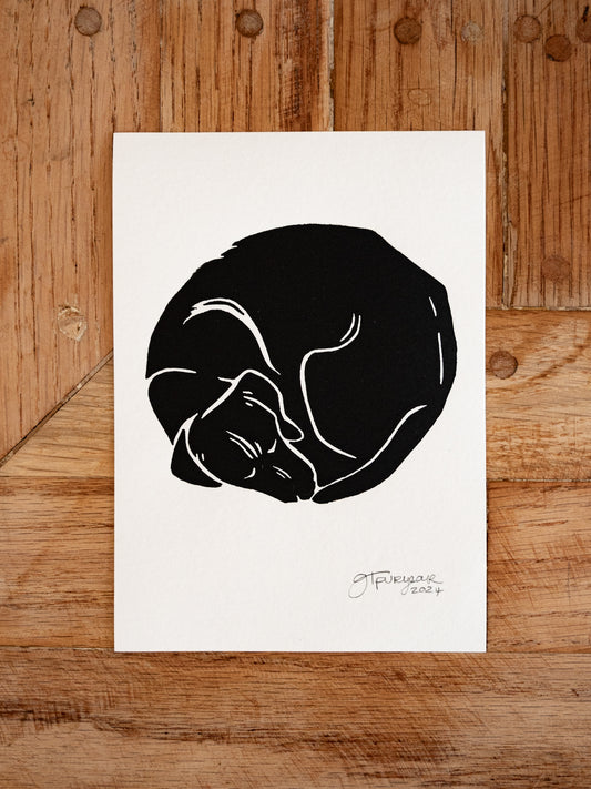 Circle Yoga Dog | Black on White Edition