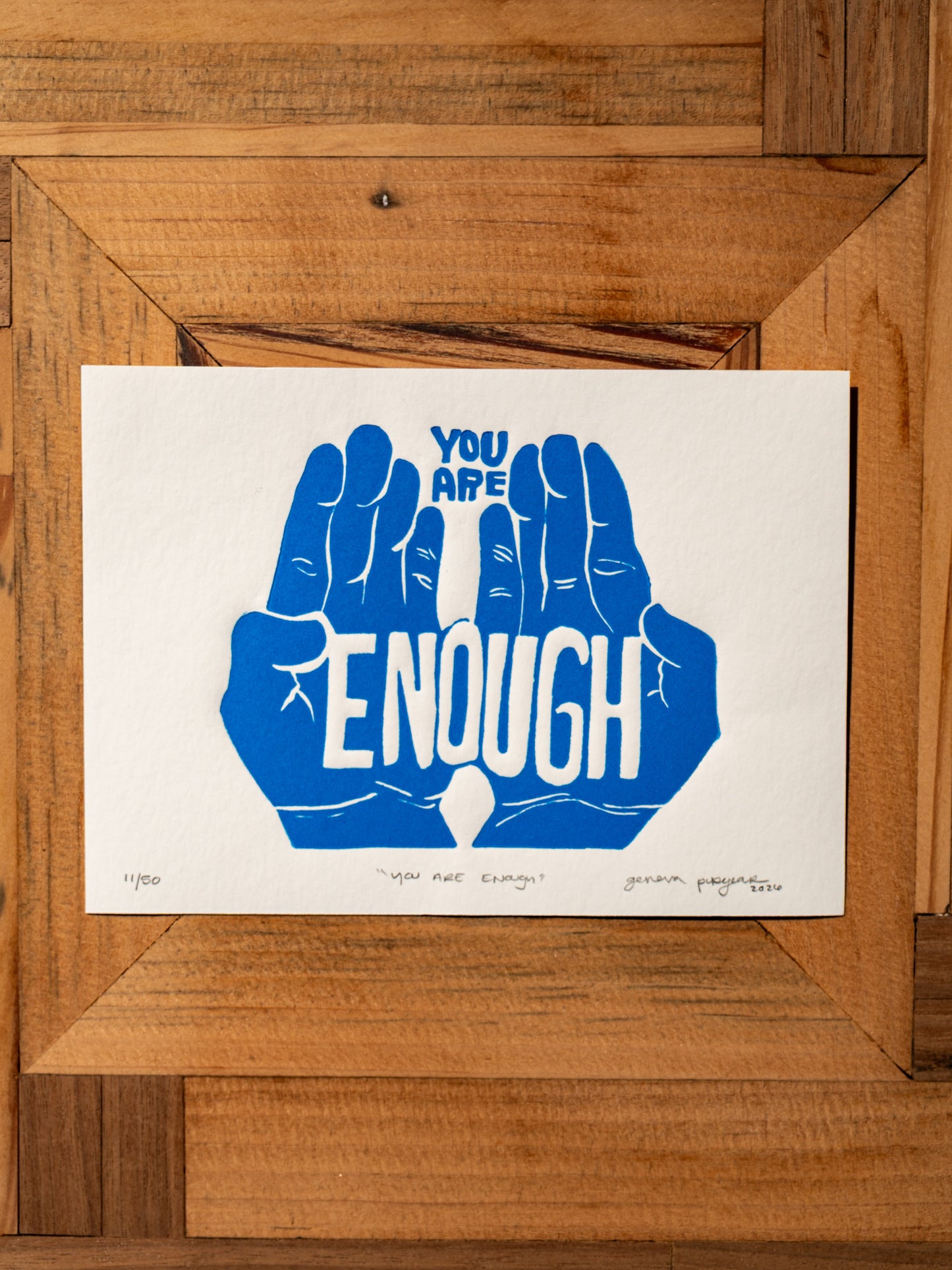 “You Are Enough” Original Linocut Print