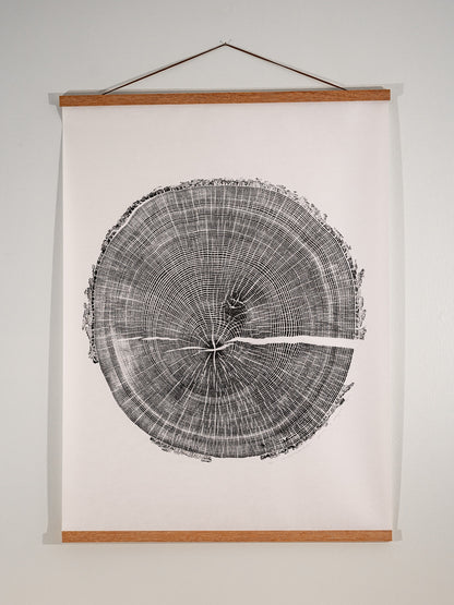 East Asheville, NC | Original Tree Ring Block Print
